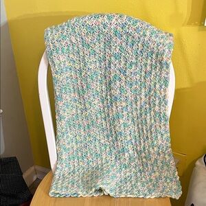 Handmade Baby Blanket – Gender Neutral Pastel Crochet – 30”x42”